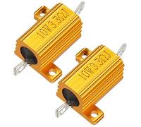 sourcing map 2 Pcs Aluminum Case Resistor 10W 3.3 Ohm Wirewound for LED Converter with Rod Post 10W3.3RJ