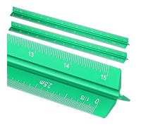sourcing map 2 Pcs Architectural Scale Ruler, 12 Inch Metric Aluminum Alloy Architect Triangular Small Scale Laser-Etched Blueprint Drafting Ruler for Architects Engineers, Green