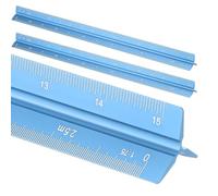 sourcing map 2 Pcs Architectural Scale Ruler, 12 Inch Metric Aluminum Alloy Architect Triangular Small Scale Laser-Etched Blueprint Drafting Ruler for Architects Engineers, Blue
