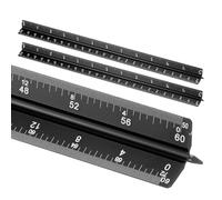 sourcing map 2 Pcs Architectural Scale Ruler, 12 Inch Standard Aluminum Alloy Architect Triangular Large Scale Laser-Etched Blueprint Drafting Ruler for Architects Engineers, Black