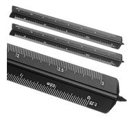 sourcing map 2 Pcs Architectural Scale Ruler, 7 Inch Metric Aluminum Alloy Architect Triangular Small Scale Laser-Etched Blueprint Drafting Ruler for Architects Engineers, Black