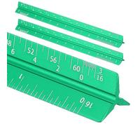 sourcing map 2 Pcs Architectural Scale Ruler, 7 Inch Standard Aluminum Alloy Architect Triangular Small Scale Laser-Etched Blueprint Drafting Ruler for Architects Engineers, Green