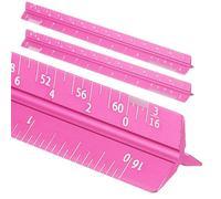 sourcing map 2 Pcs Architectural Scale Ruler, 7 Inch Standard Aluminum Alloy Architect Triangular Small Scale Laser-Etched Blueprint Drafting Ruler for Architects Engineers, Rose Red