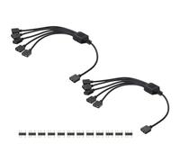 sourcing map 2 Pcs ARGB Splitter Cable, 5V 12" 3 Pin 1 to 5 Female to Female ARGB Adapter Cable with 3 Pin Male Connectors for PC Computer ARGB Fan/LED Lights, Black