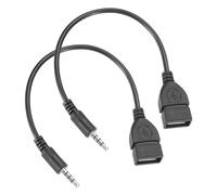 sourcing map 2 Pcs Aux to USB Cable, 3.5mm Male Audio Aux Jack Plug to USB 2.0 Female Converter Cords for Car AUX Port, Black