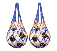 sourcing map 2 Pcs Basketball Net Bags, Nylon Soccer Ball Holder Portable Multifunctional Single Ball Mesh Net Bag for Storage Basketball Soccer Rugby Balls, Yellow/Blue