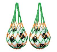 sourcing map 2 Pcs Basketball Net Bags, Nylon Soccer Ball Holder Portable Multifunctional Single Ball Mesh Net Bag for Storage Basketball Soccer Rugby Balls, Yellow/Green