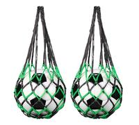 sourcing map 2 Pcs Basketball Net Bags, Nylon Soccer Ball Holder Portable Multifunctional Single Ball Mesh Net Bag for Storage Basketball Soccer Rugby Balls, Black/Green