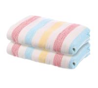 sourcing map 2 Pcs Bathroom Hand Towels Blue/Pink/Yellow Soft Absorbent Face Towels Cotton Wash Cloths 13 x 29 Inch Kitchen Hand Towels for Bathroom Gym Drying Hand Face Hair (Rainbow Strip)