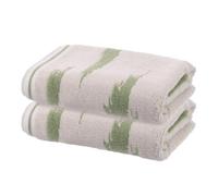 sourcing map 2 Pcs Bathroom Hand Towels Light Green Soft Absorbent Face Towels Cotton Wash Cloths 13 x 29 Inch Kitchen Hand Towels for Bathroom Gym Drying Hand Face Hair (Ink Pattern)