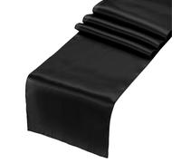 Sourcing Map 2 Pcs Black Satin Table Runner - 12" x 108" Romantic Silk Table Runner - Smooth Fabric Decorations for Wedding, Dining, Birthday Party (9ft)