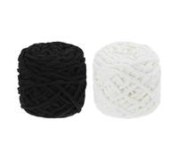 sourcing map 2 Pcs Blanket Yarn, 49 Yards Fluffy Velvet Plush Bulky Thick Chenille Chunky Yarns for Soft Velvet Blanket Shawl Scarf Crochet Hand Knitted Crafts, Black/White