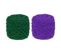 sourcing map 2 Pcs Blanket Yarn, 49 Yards Fluffy Velvet Plush Bulky Thick Chenille Chunky Yarns for Soft Velvet Blanket Shawl Scarf Crochet Hand Knitted Crafts, Dark Green/Purple