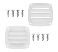 sourcing map 2 Pcs Boat Vent Cover, 3.35x3.35 Inches Plastic Louvered Flush Vents Small Air Ventilation Grille for Marine RV Van Yacht Home, White