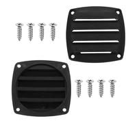 sourcing map 2 Pcs Boat Vent Cover, 3.35x3.35 Inches Plastic Louvered Flush Vents Small Air Ventilation Grille for Marine RV Van Yacht Home, Black