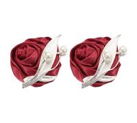 sourcing map 2 Pcs Boutonnieres for Men/Women, Wine Red Groom Corsage Artificial Flower with Mount Pin for Wedding Decoration, Ceremony, Prom, Homecoming