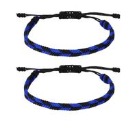 sourcing map 2 Pcs Braided Rope Bracelets, Plaid Pattern Adjustable Woven Cord Handmade String Stylish Accessory for Women Men Friendship Gift, Navy Blue+Black