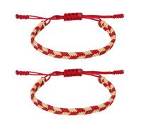 sourcing map 2 Pcs Braided Rope Bracelets, Plaid Pattern Adjustable Woven Cord Handmade String Stylish Accessory for Women Men Friendship Gift, Dark Red+Khaki