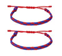 sourcing map 2 Pcs Braided Rope Bracelets, Plaid Pattern Adjustable Woven Cord Handmade String Stylish Accessory for Women Men Friendship Gift, Navy Blue+Red
