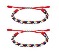 sourcing map 2 Pcs Braided Rope Bracelets, Plaid Pattern Adjustable Woven Cord Handmade String Stylish Accessory for Women Men Friendship Gift, Mixed Colors