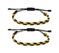 sourcing map 2 Pcs Braided Rope Bracelets, Plaid Pattern Adjustable Woven Cord Handmade String Stylish Accessory for Women Men Friendship Gift, Black+Yellow