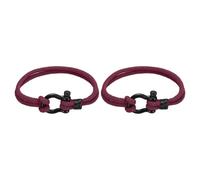 sourcing map 2 Pcs Braided Rope Bracelets, Two-row Friendship Bracelet with Anchor Shackle Woven Anklet Handmade String Cord Stylish Accessory for Women Men, Burgundy
