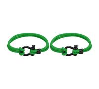sourcing map 2 Pcs Braided Rope Bracelets, Two-row Friendship Bracelet with Anchor Shackle Woven Anklet Handmade String Cord Stylish Accessory for Women Men, Light Green