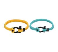 sourcing map 2 Pcs Braided Rope Bracelets, Two-row Friendship Bracelet with Anchor Shackle Woven Anklet Handmade String Cord Stylish Accessory for Women Men, Sky Blue/Yellow