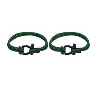 sourcing map 2 Pcs Braided Rope Bracelets, Two-row Friendship Bracelet with Anchor Shackle Woven Anklet Handmade String Cord Stylish Accessory for Women Men, Forest Green
