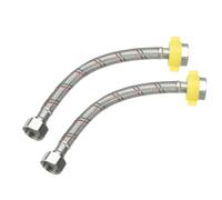 sourcing map 2 Pcs Braided Supply Connector, 8 Inch Length Stainless Steel Faucet Supply Lines 1/2" to 1/2" Compression Faucet Hose with Stainless Steel Nuts for Kitchen Bathroom, Silver Tone