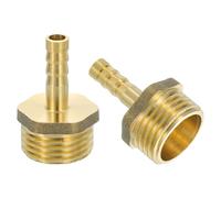 sourcing map 2 Pcs Brass Hose Barb Fitting, 1/4" Barb x G 1/2 Male Brass Barb Pipe Fitting Adapter with Tape for Connect Pipes Mechanical Devices Plumbing Equipment