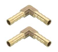 sourcing map 2 Pcs Brass Hose Barb Fitting L Right Angle Elbow Connector Coupler, 1/4" ID Brass Fitting Air Hose Fittings for Connecting Water Fuel Air, Oil Hoses