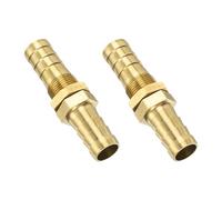 sourcing map 2 Pcs Brass Hose Barb Fitting Straight Connector Coupler, 1/2" ID Brass Fitting Air Hose Fittings for Connecting Water Fuel Air, Oil Hoses Gold