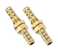 sourcing map 2 Pcs Brass Hose Barb Fitting Straight Connector Coupler, 1/4" ID Brass Fitting Air Hose Fittings Small for Connecting Water Fuel Air, Oil Hoses Gold