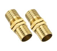 sourcing map 2 Pcs Brass Hose Barb Fitting Straight Connector Coupler, 1" ID Brass Fitting Air Hose Fittings for Connecting Water Fuel Air, Oil Hoses Gold