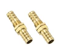 sourcing map 2 Pcs Brass Hose Barb Fitting Straight Connector Coupler, 3/8" ID Brass Fitting Air Hose Fittings for Connecting Water Fuel Air, Oil Hoses Gold