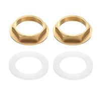 sourcing map 2 Pcs Brass Lock Nuts Pipe Fitting, G1"-11 Female Hex Locknut, Flange Single Hole Faucet Lock Nut with Silicone Washer for Kitchen Basin Sink Plumbing
