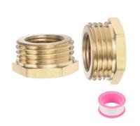 sourcing map 2 Pcs Brass Reducer Hex Bushing G1/2" Male x G1/4" Female Threaded Reducing Pipe Adapter Fitting with PTFE Tape for Plumbing, Fuel Lines, and Pneumatic Systems