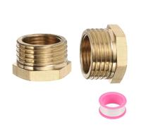 sourcing map 2 Pcs Brass Reducer Hex Bushing G1/2" Male x G3/8" Female Threaded Reducing Pipe Adapter Fitting with PTFE Tape for Plumbing, Fuel Lines, and Pneumatic Systems