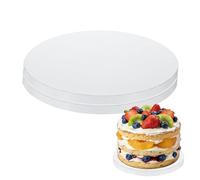 sourcing map 2 Pcs Cake Boards, 8 Inch Round Cake Drums Circle Cardboard Base Waterproof Oil-Proof for Pizza Dessert Display Parties Weddings Birthdays Supplies, White