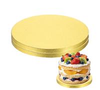 sourcing map 2 Pcs Cake Boards, 8 Inch Round Cake Drums Circle Cardboard Base Waterproof Oil-Proof for Pizza Dessert Display Parties Weddings Birthdays Supplies, Gold Tone