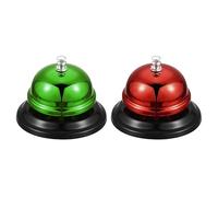sourcing map 2 Pcs Call Bell, 85mm/3.35" Desk Bell Service Dinner Bell for Restaurant Hotel Room Kitchen Bar Party Classroom(Green+Red)