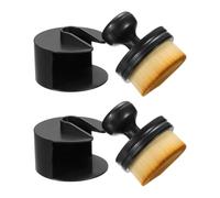 sourcing map 2 Pcs Car Tire Shine Applicator Brush PBT Automotive Tire Dressing Brush Car Cleaning Duster with Storage Stand for Auto Detailing Cleaning, Yellow/Brown