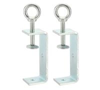 sourcing map 2 Pcs Carbon Steel C Clamps 100mm Square Galvanized Mini Tiger Clamp Adjustable Heavy Duty Metal U Clip with Eye Hook Screw for Woodworking Welding Mounting, Blue White