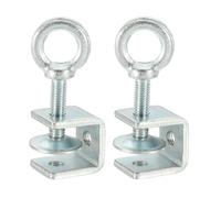 sourcing map 2 Pcs Carbon Steel C Clamps 20mm Square Galvanized Mini Tiger Clamp Adjustable Heavy Duty Metal U Clip with Eye Hook Screw for Woodworking Welding Mounting, Blue White