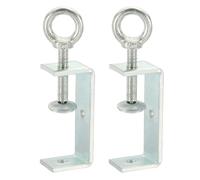 sourcing map 2 Pcs Carbon Steel C Clamps 85mm Square Galvanized Mini Tiger Clamp Adjustable Heavy Duty Metal U Clip with Eye Hook Screw for Woodworking Welding Mounting, Blue White