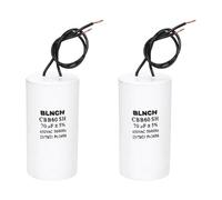 sourcing map 2 Pcs CBB60 Running Capacitor, 70uF 450V 2 Wire Electric Air Compressor Motor Run Starting Capacitor for Washing Machine, Refrigerator, Air Conditioner, White