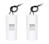 sourcing map 2 Pcs CBB60 Running Capacitor, 80uF 450V 2 Wire Electric Air Compressor Motor Run Starting Capacitor for Washing Machine, Refrigerator, Air Conditioner, White