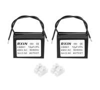 sourcing map 2 Pcs CBB61 Capacitor, 12uF 450V 2-Wire Ceiling Fan Motor Starting Capacitor for Ceiling Fan, Motor Generator, Blower, Exhaust Fan, Black