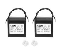sourcing map 2 Pcs CBB61 Capacitor, 24uF 450V 2-Wire Ceiling Fan Motor Starting Capacitor for Ceiling Fan, Motor Generator, Blower, Exhaust Fan, Black